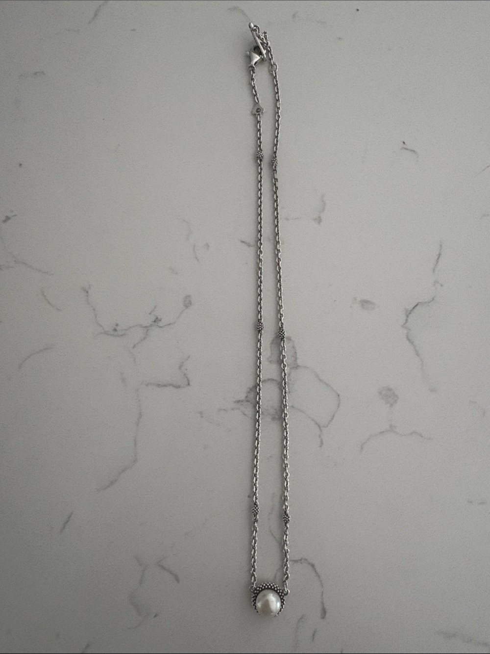 Silver Pearl Pendant Necklace